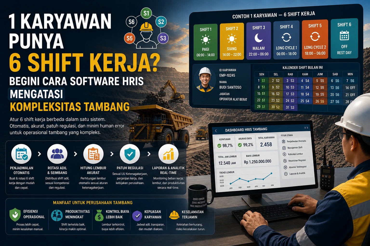 Panduan HR menyusun skema shift kerja tambang kompleks dan hitungan lembur karyawan tambang sesuai regulasi ketenagakerjaan