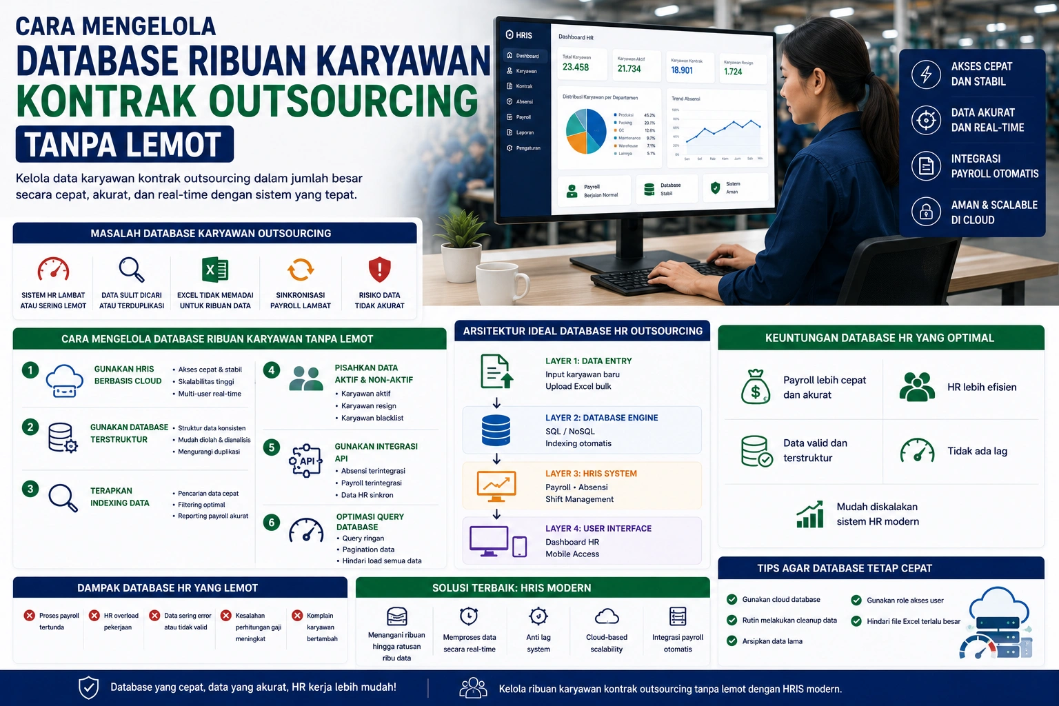 Cara Mengelola Database Ribuan Karyawan Kontrak Outsourcing Tanpa Lemot Menggunakan HRIS Modern Berbasis Cloud