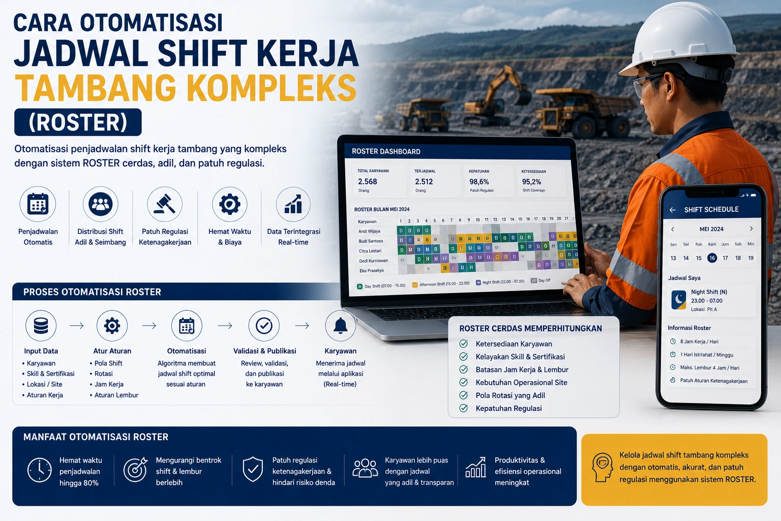 Cara Otomatisasi Jadwal Shift Kerja Tambang Kompleks Menggunakan Sistem Roster untuk Mengelola Karyawan Multi Site