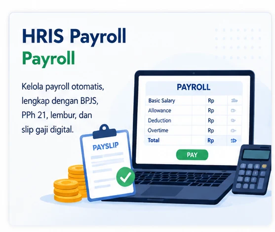 Tampilan software HRIS payroll Indonesia untuk efisiensi manajemen data karyawan