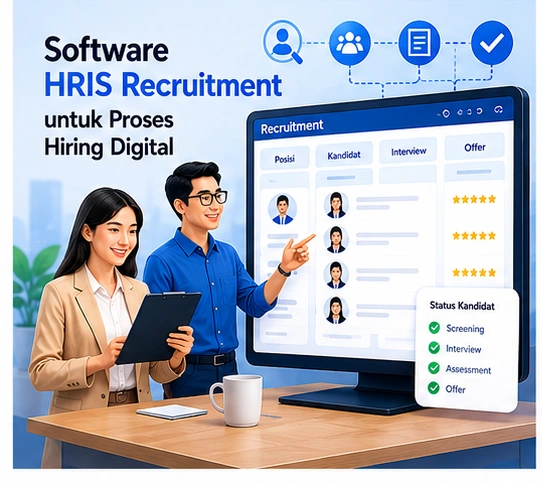 Tampilan software hris recruitment proses hiring digital